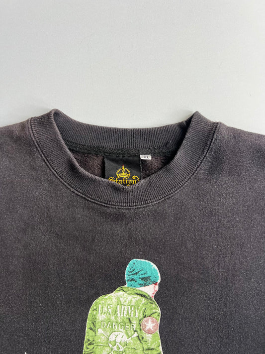 U.S. Army Skull American Flag Graphic Crewneck Sweatshirt (XL)