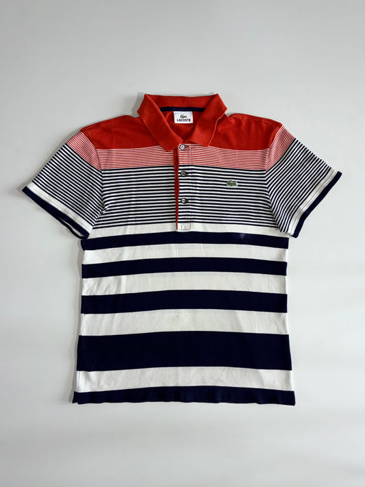 Lacoste Colorblock Striped Polo – Red/Navy/White (S)