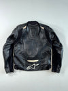 Alpinestars Black Leather Motorcycle Racing Jacket PADDED Shoulder Sliders (S)