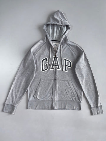 GAP Arch Logo Full-Zip Hoodie | Heather Grey | Classic GAP Block Logo (M)