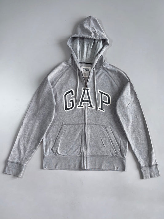 GAP Arch Logo Full-Zip Hoodie | Heather Grey | Classic GAP Block Logo (M)