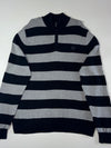 Chaps Striped Half-Zip Knit Sweater – Black & Grey (2XL)