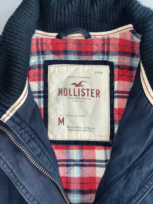 Hollister California Flannel-Lined Navy Bomber Jacket (S)