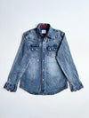 Vintage Buckaroo Blue Distressed Denim Western Shirt (S)