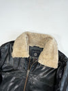 Selected Jeans Black Leather Jacket with Sherpa Collar (M)