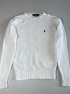Vintage Polo by Ralph Lauren Chunky Knit Cotton Crewneck Sweater – White (XL)