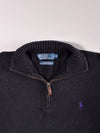Polo by Ralph Lauren Black Quarter-Zip Cotton Sweater – Purple Pony (M)