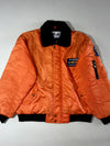 Vintage USS Enterprise Patch Flight Bomber Jacket with Fur Collar – Orange (XL)