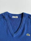 Vintage Chemise Lacoste Royal Blue V-Neck Knit Sweater – Made in France(XL)