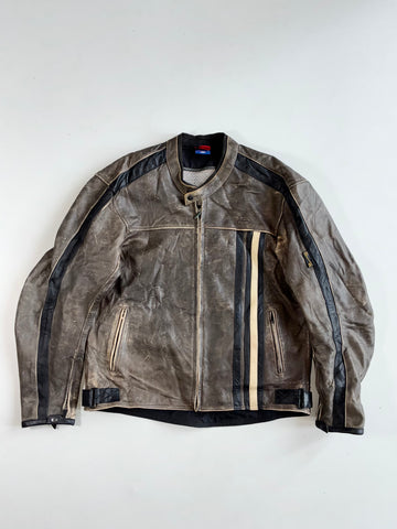 Rider-Tec Distressed Leather Racing Moto Jacket(Xl)