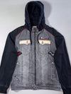 Y2K FUBU The Collection Grey Denim Hooded Hybrid Jacket (M)