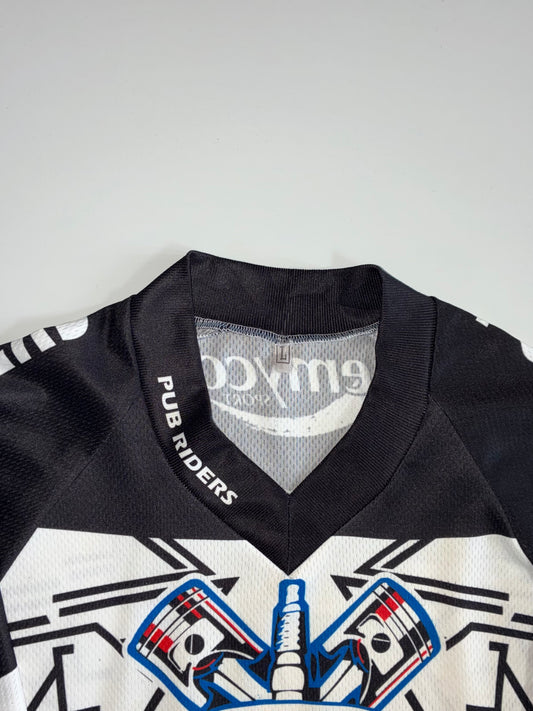 Pub Riders Vintage Motocross Racing Jersey – Black/White (L)