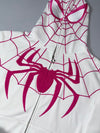 Battlekid Spider-Web Embroidered Full-Zip Hoodie – White/Pink (2XL)