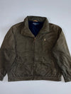 Vintage Polo Ralph Lauren Fleece Lined Hooded Jacket | Olive Green Navy Interior Zip-Up Pony Logo (XL)