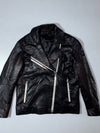 Spell Black Genuine Leather Asymmetrical Moto Biker Jacket with Silver Zippers (S)