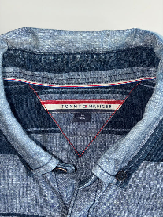 Tommy Hilfiger | Indigo Wide Stripe Chambray Shirt | (M)