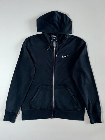 Nike Swoosh Black Full Zip Hoodie Grey Lined (M)