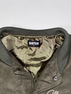 Mainstream Olive Green Faux Suede Varsity Bomber Embroidered Stone Jacket (XL)
