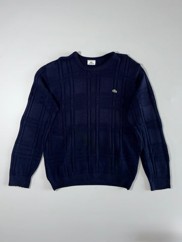 Lacoste Navy Blue Textured Knit Logo Crewneck Sweater(L/XL)