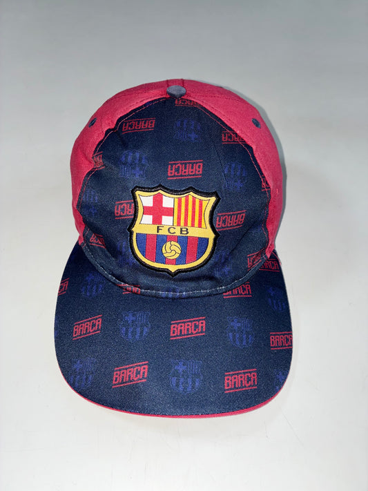 Vintage FC Barcelona Barça All-Over Print Crest Cap – Navy Maroon (Adjustable)