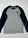 Abercrombie & Fitch Grey & Navy Moose Logo Raglan Long Sleeve T-Shirt – (XL)