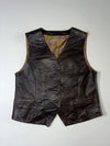 Vintage Genuine Leather Waistcoat Vest with Buckle Back – Dark Brown (S)