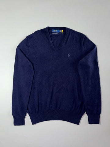 Polo Ralph Lauren Navy Merino Wool V-Neck Sweater (M)