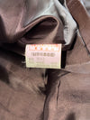 Shine Fur Brown Leather Zip-Up Jacket Classic Stand-Collar Leather Jacket (L)