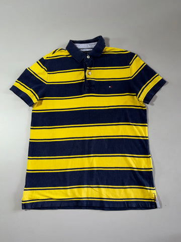 Tommy Hilfiger Rugby Stripe Polo – Navy & Yellow (M)