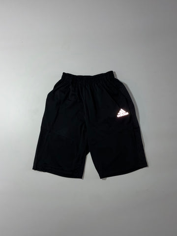 Adidas Black Reflective Logo Mesh Panel Shorts (W:22) (L:19)