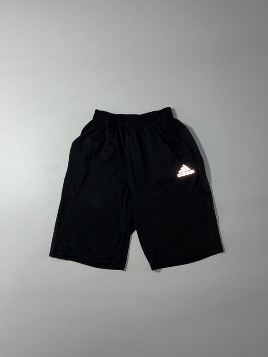 Adidas Black Reflective Logo Mesh Panel Shorts (W:22) (L:19)