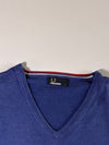 Fred Perry Blue V-Neck Knit Sweater – (L)
