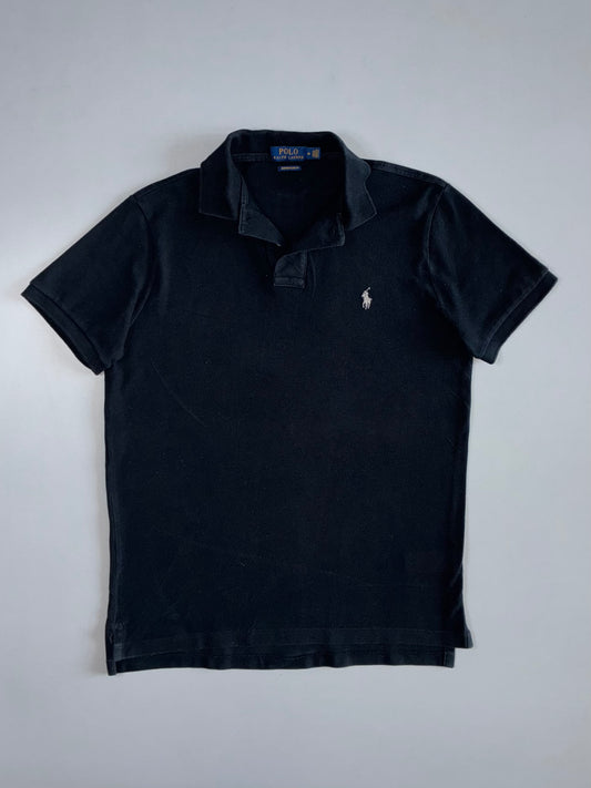 Polo Ralph Lauren Custom Slim Fit Pique Polo Shirt | Black Embroidered Pony Cotton (M/L)