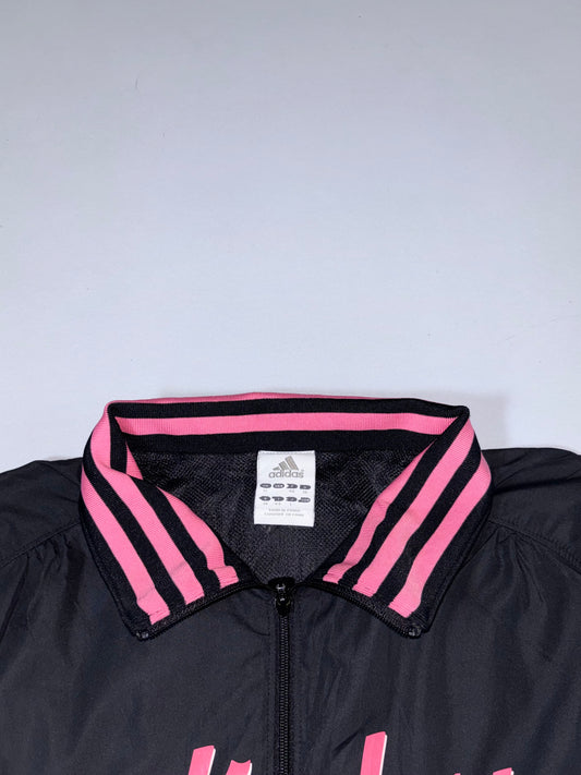 Adidas Black & Pink Striped Collar Track Jacket (S)