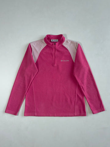 Columbia Pink Half-Zip Fleece Pullover – Two-Tone Shoulder Panels (S)