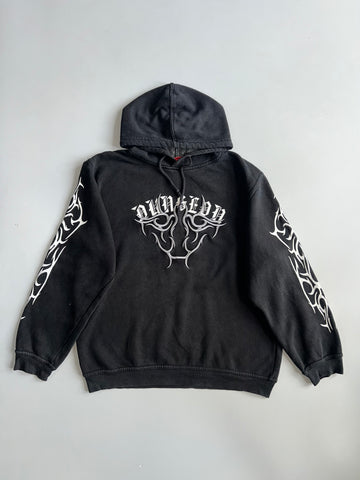 Dungeon” Tribal Graphic Print Embroidered Hoodie Black (M/L)