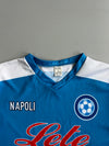 SSC Napoli Maradona #10 Tribute Football Jersey | Fingerprint Graphic | Lete & MSC Sponsors T-shirt (M)