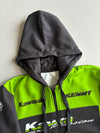Kenny Racing Kawasaki Team Blot Hoodie Green Black Motocross Sponsor Zip-Up (M)