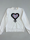 Tommy Hilfiger White Crewneck Sweatshirt – Scribble Heart Graphic (S)