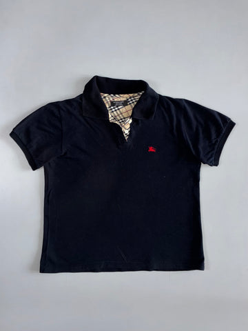 Burberry London Polo Shirt | Nova Check Placket | Black | Made in England (XS)