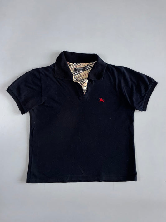 Burberry London Polo Shirt | Nova Check Placket | Black | Made in England (XS)