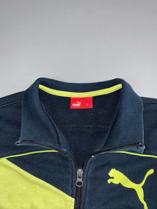 Puma Black & Neon Yellow Track Jacket Full Zip Sports Jacket (XS)