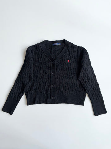 Polo Ralph Lauren Black Cable Knit Cropped Cardigan woman’s (XL)