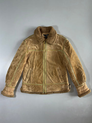Ferre Shearling Suede Aviator Jacket (M)