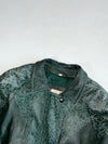 Sequence 80s Dark Green Leather Bomber with Crackle Panels and Belt (L)