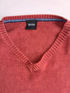 BOSS Hugo Boss Rust Maroon V-Neck Sweater (XL)
