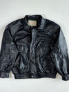 Vintage 90s More & More Black Leather Bomber Jacket – Zip Chest Pockets (2XL)