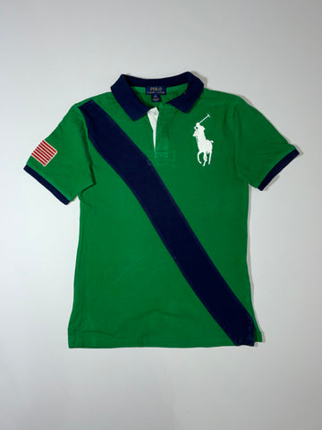 Polo Ralph Lauren Green Big Pony USA Flag Sleeve ,Kids (XS)