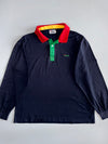 Vintage Fila Classic Colourblock Long Sleeve Polo – Navy/Red/Yellow/Green (L)