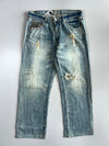 Osaka Big Train Japanese Wave Embroidery Distressed Denim (W:34 |L:41)